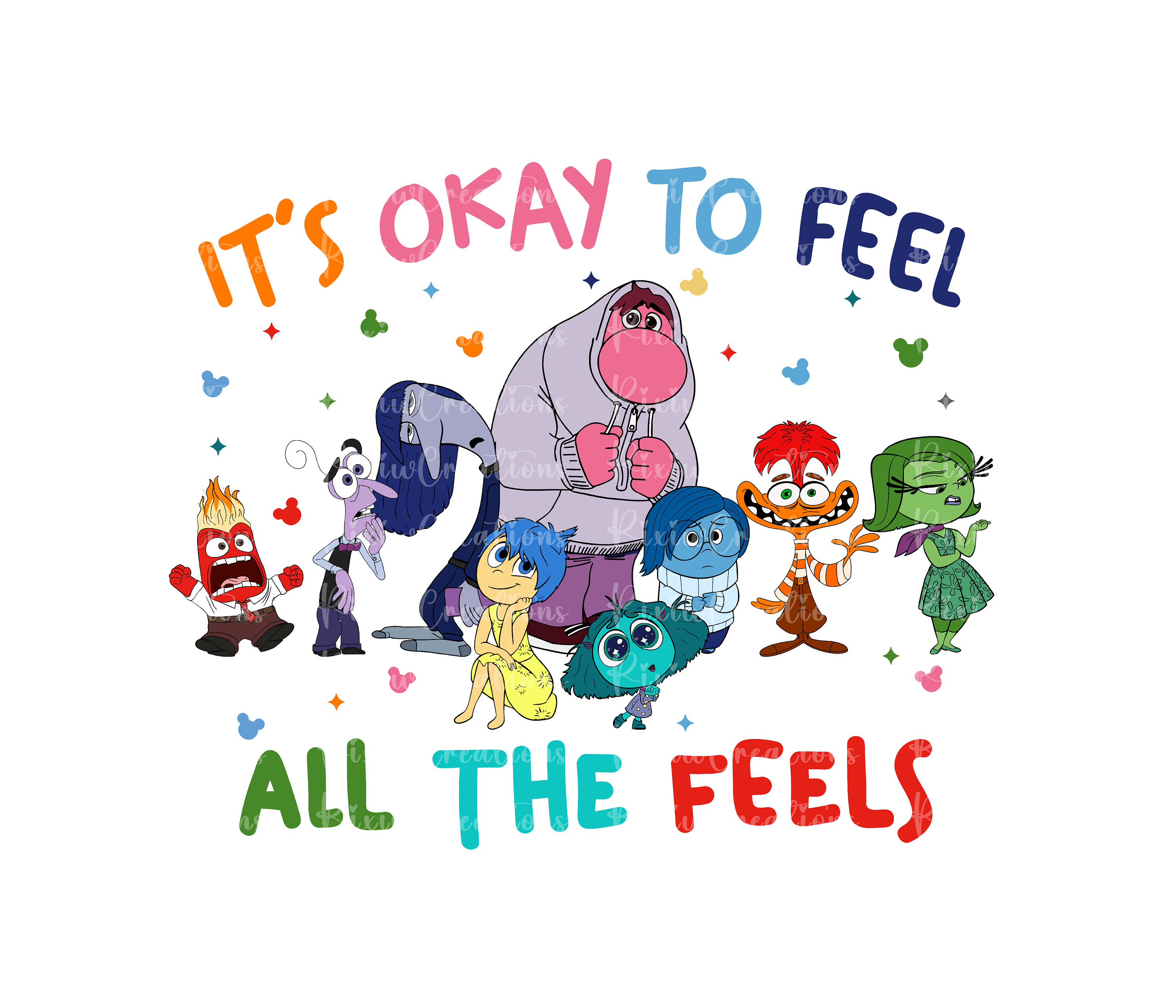 It's Okay To Feel All The Feels Png Svg, Inside Out 2 Png, All the Feels Png, Anger Sadness Joy Fear Disgust Anxiety Ennui Envy Png