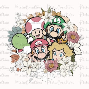 Super Mario Svg, Super Mario Svg, Mario Matching Svg, Mario Svg Bundle, Peach Bowser Yoshi Toad Luigi Daisy Svg, Mario Sublimation Svg