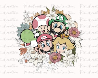Super Mario Svg, Super Mario Svg, Mario Matching Svg, Pacote Mario Svg, Peach Bowser Yoshi Toad Luigi Daisy Svg, Mario Sublimation Svg