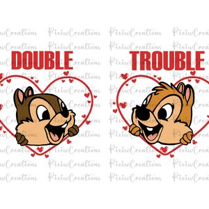 Double Trouble Valentine's Day Svg, Double Trouble Valentine's Day Png, Valentine's Day Couple Svg Png, Valentines Friends Svg Png