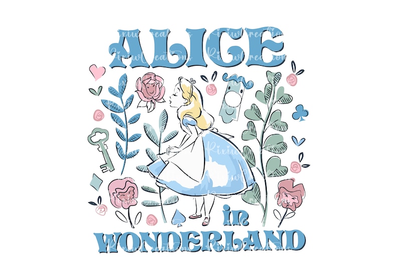 Retro Alice in Wonderland Png, Alice in Wonderland Digital Sublimation Png File, Clipart, Shirt Sublimation Png, Alice Png, Only Png image 1