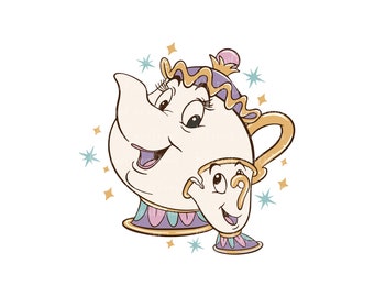 Retro Chip And Mrs. Potts Png, Chip And Mrs. Potts Shirt Png, Princess Png, Tea Pot and Cup Png, Mrs. Potts Png, Digital File, Only Png