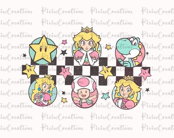 Princesa Peach Svg , Princesa Peach Png, Diseño para camisa, Super Mario SVG, Mario digital, Super Mario Design Png, Super Mario Svg