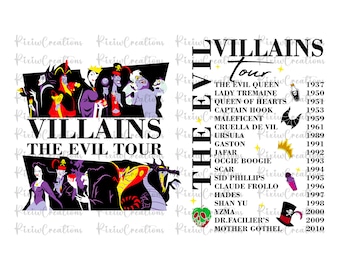 Schurken Eras Tour Png, Schurken Böse Tour Sublimation Png, Konzertmusik Design, Maleficent, Ursula, Böse Königin, Png Digital Download