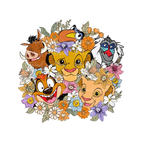 Retro Animal Kingdom Png, Animal Kingdom Png, Floral Png, Wild Trip Png, Hakuna Matata Png, Lion King Png, Vacay Mode Png, Family Trip Png