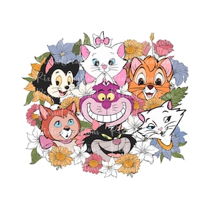 Floral Cats Png, Cats Png, Cats Clipart, Cat Lover Png, Flowers Png, Cat Shirt Png, Family Vacation Png, Only Png, Digital File
