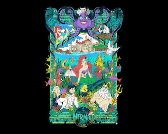 Retro kleine Meerjungfrau PNG, kleine Meerjungfrau Png, Afroamerikaner kleine Meerjungfrau Clipart, Meerjungfrau Clipart, Meerjungfrau Hemd Png, nur Png