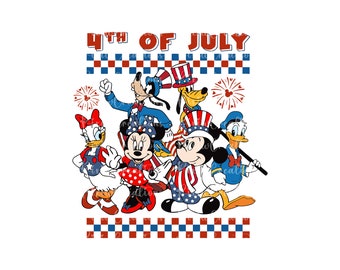 Happy 4th Of July Png Svg, Mouse and Friends Png Svg, July 4th Png, Independence Day Png Svg, 4th Of July Sublimation, American Flag Png