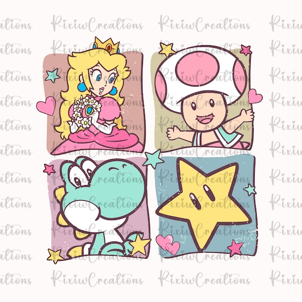 Princesse Peach Svg , Princesse Peach Png, Design pour chemise, Super Mario SVG, Mario numérique, Super Mario Design Png, Super Mario Svg