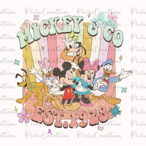 Retro Mickey & Company PNG, Familienurlaub Png, Familienreise Png, Vacay-Modus Png, Magic Kingdom Png, Mickey Png, Maus Png, digitale Datei