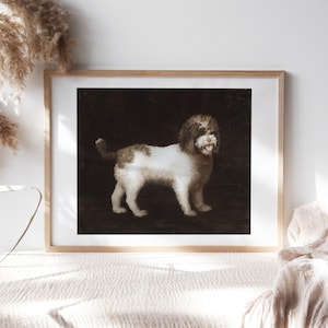 Unknown Artist, Water Spaniel, 1750 Wall Décor, Pet Artwork Premium Canvas Paper, Dog Portrait Fine Art Painting Reproductions Pet-106