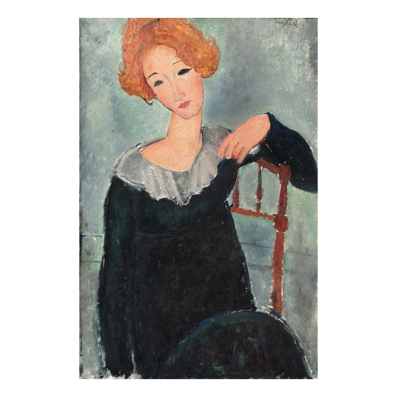 Modigliani Reproductions Amedeo Modigliani, Woman With Red Hair, 1917, Fine Art Poster, Moody ...