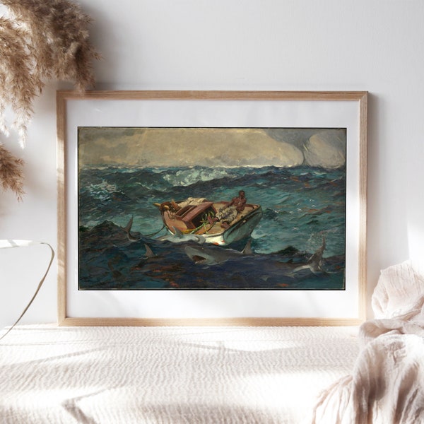 Winslow Homer, The Gulf Stream. 1899, Living Room Wall Decor, Premium Canvas Paper, Kitchen Wall Art, Fine Art Painting Reproduction TOP-224