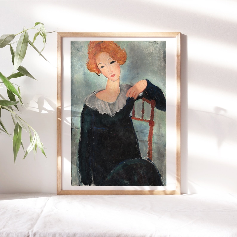 Modigliani Reproductions Amedeo Modigliani, Woman With Red Hair, 1917, Fine Art Poster, Moody ...