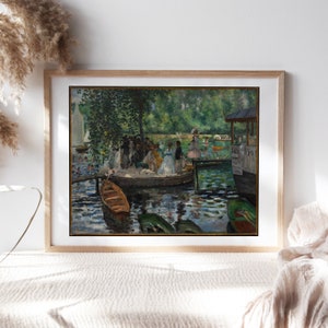 Pierre-Auguste Renoir, La Grenouillère, 1869, Decorazione della parete del soggiorno, Arte della parete della camera da letto, Stampa su carta telata, Riproduzione di dipinti TOP-379
