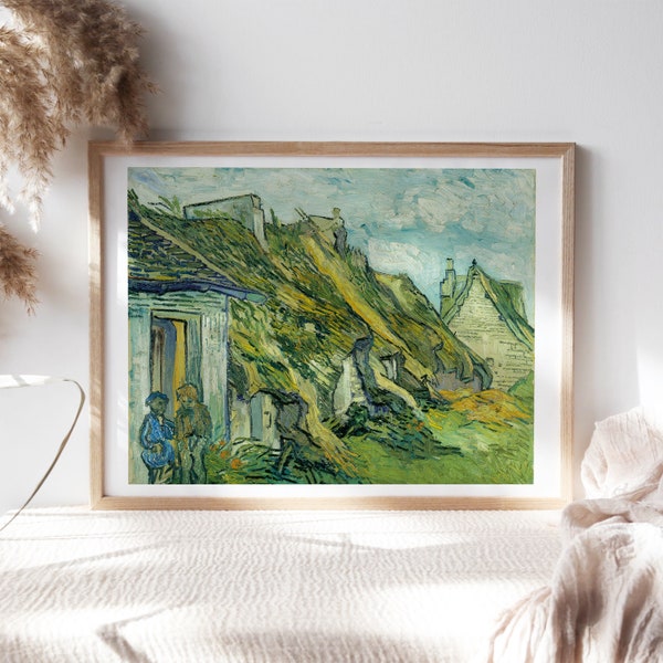 Vincent van Gogh, Reetgedeckte Sandstein Cottages, 1890, Wohnzimmer Wand Dekoration, Premium Leinwand Papiere, Kunst Gemälde Reproduktionen TOP317