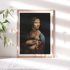 Leonardo da Vinci, Lady with an Ermine, 1489, Famous Wall Decor, Vintage Canvas Paper, Fine Art Paintings Reproductions TOP-161