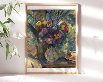 Edmund Conrad, Flower Still Life, 1914 Historical Floral Premium Canvas Print Artwork, Botanical Painting Reproductions Flr-396