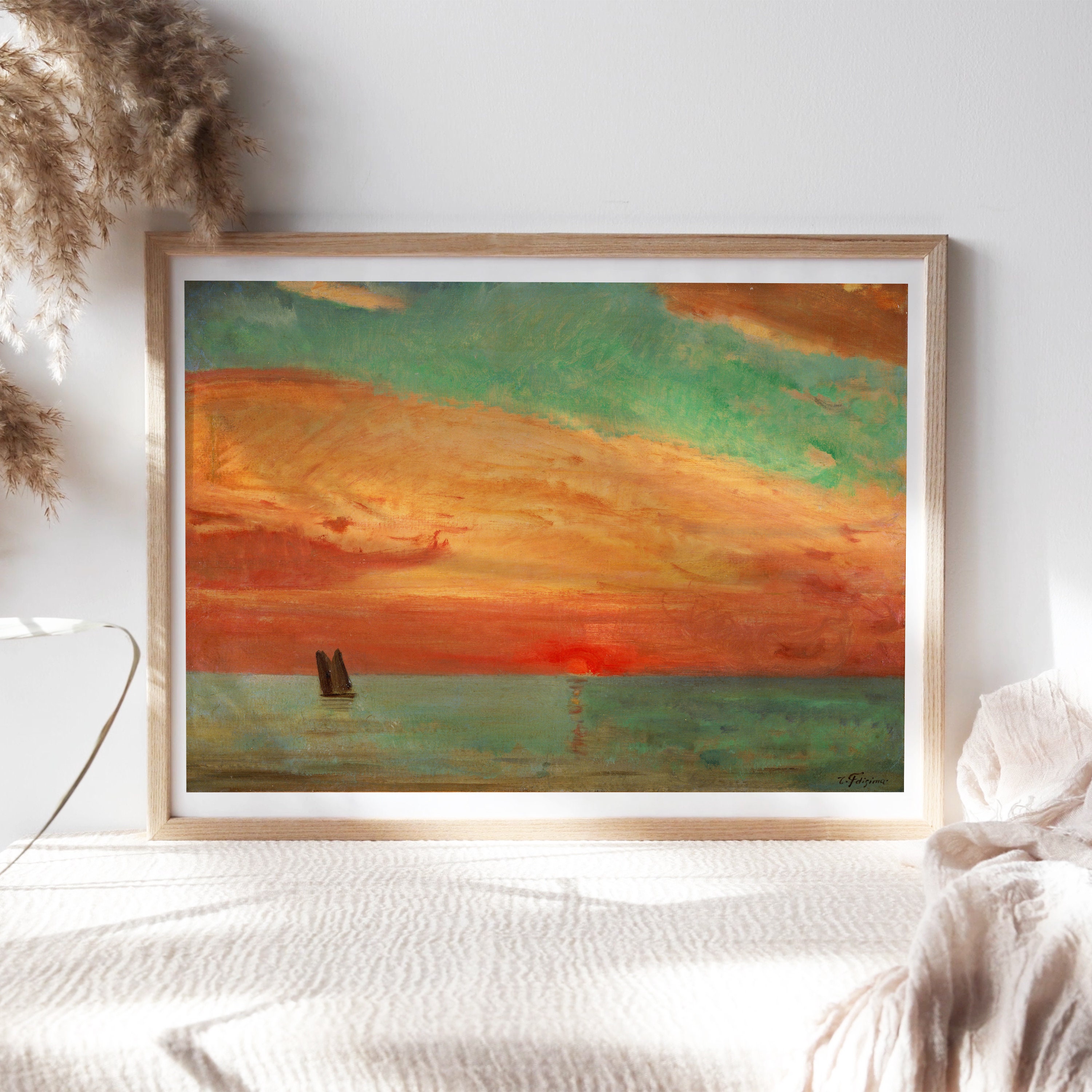 絵画 sunrise Fujishima Takeji, Sunrise Over the Eastern Sea 1932, Fine Art