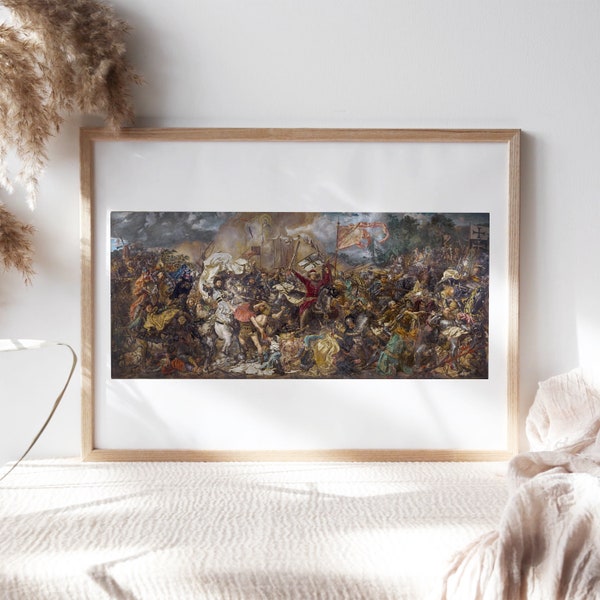 Jan Matejko, The Battle of Grunwald, 1878, Living Room Decor, Premium Canvas Paper, Kitchen Wall Art, Fine Art Painting Reproduction TOP251