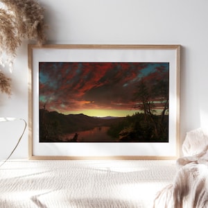Frederic Edwin Church, Twilight in the Wilderness, 1860 Living Room Wall Decor, Canvas Paper, Kitchen Art, Art Painting Reproduction TOP-209