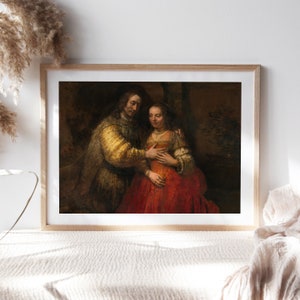 Rembrandt van Rijn, The Jewish Bride, 1669, Living Room Wall Decor, Premium Canvas Paper, Fine Art Paintings Reproductions TOP-188
