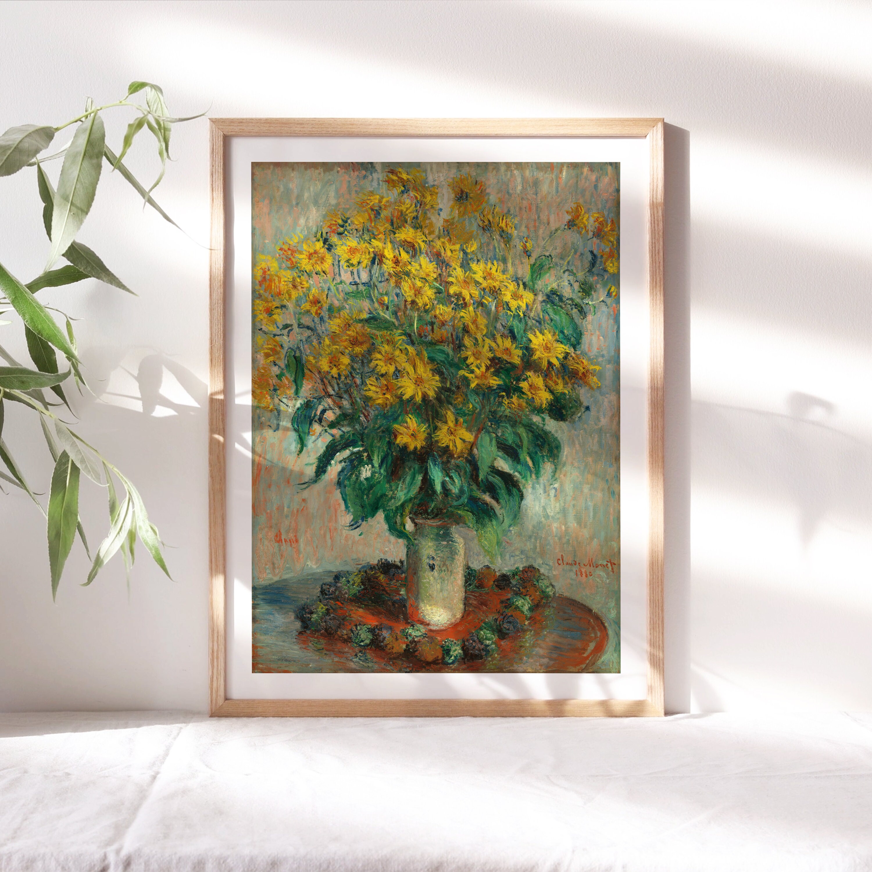 Claude Monet, Jerusalem Artichoke Flowers 1880, Living Room Wall Décor, Canvas Paper, Vintage Wall Art, Fine Paintings Reproductions TOP-435