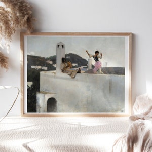 John Singer Sargent, Capri Girl on a Rooftop 1878, Fine Art Poster, Moody Wall Decor, Famous Painting, Digital Print Art Reproduction Clr152