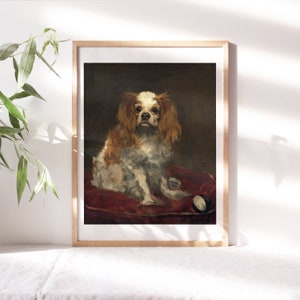 Edouard Manet, A King Charles Spaniel, 1866 Wall Décor, Artwork Premium Canvas Paper, Dog Portrait Fine Art Painting Reproduction Pet-146