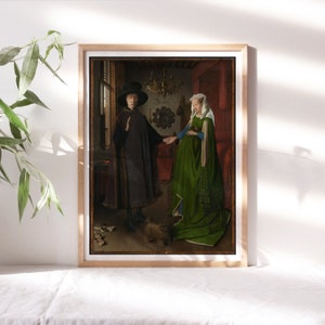 Jan van Eyck, Arnolfini Portrait, 1434, Famous Wall Decor, Vintage Canvas Paper, Fine Art Paintings Reproductions TOP-152