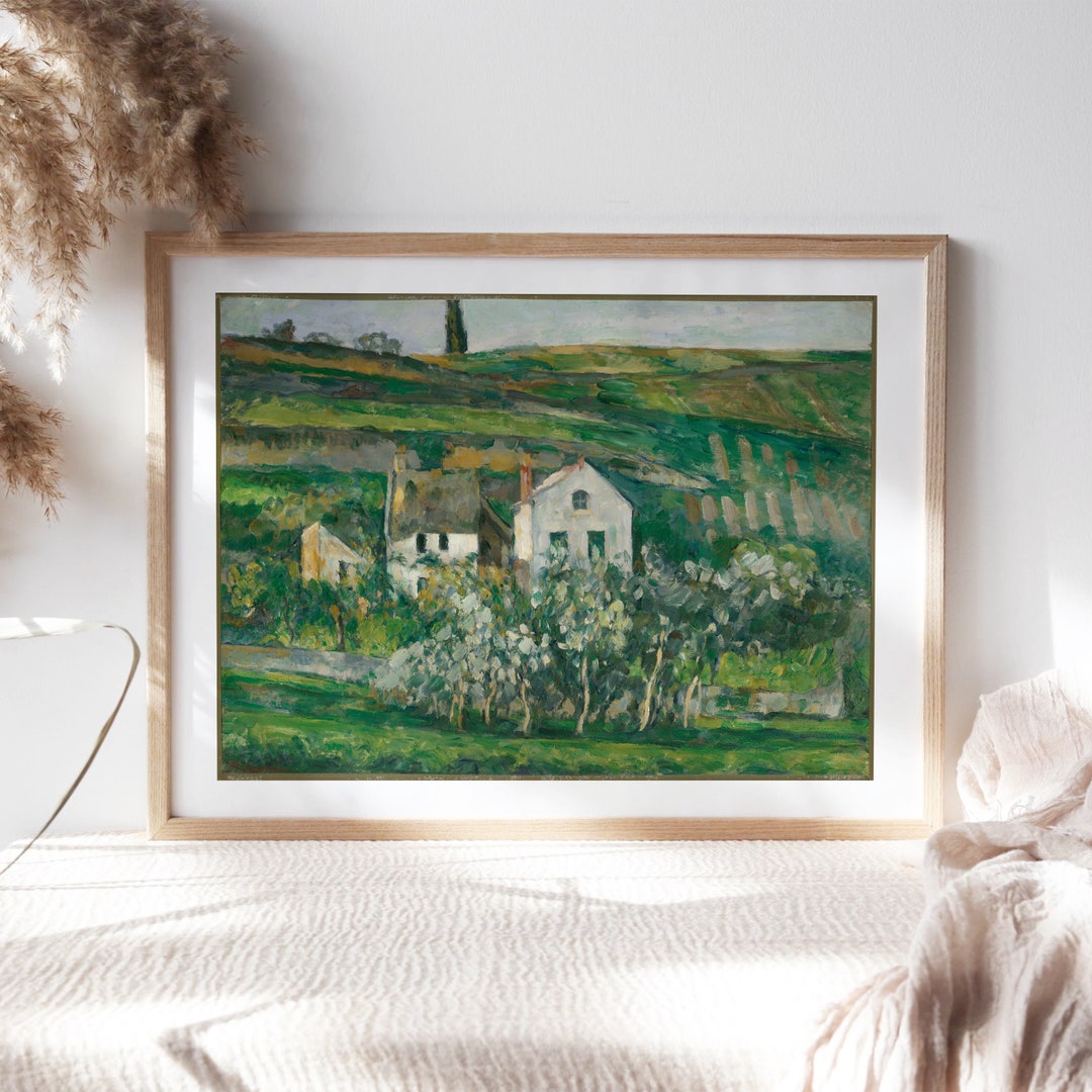 Paul Cezanne, Small Houses in Pontoise, 1874, Kitchen Wall Décor, Moody Office Wall Art Wall Art