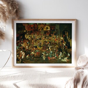 Pieter Breughel the Younger, The Fight between Carnival and Lent, 1607, Wall Decor, Canvas Paper, Fine Art Paintings Reproductions TOP-138