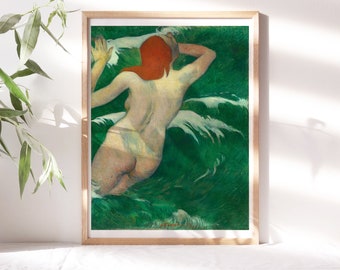 Paul Gauguin, In the Waves, 1889, Fine Art Poster, Moody Wall Décor, Famous Painting, Digital Print, Premium Canvas, Art Reproduction Clr470