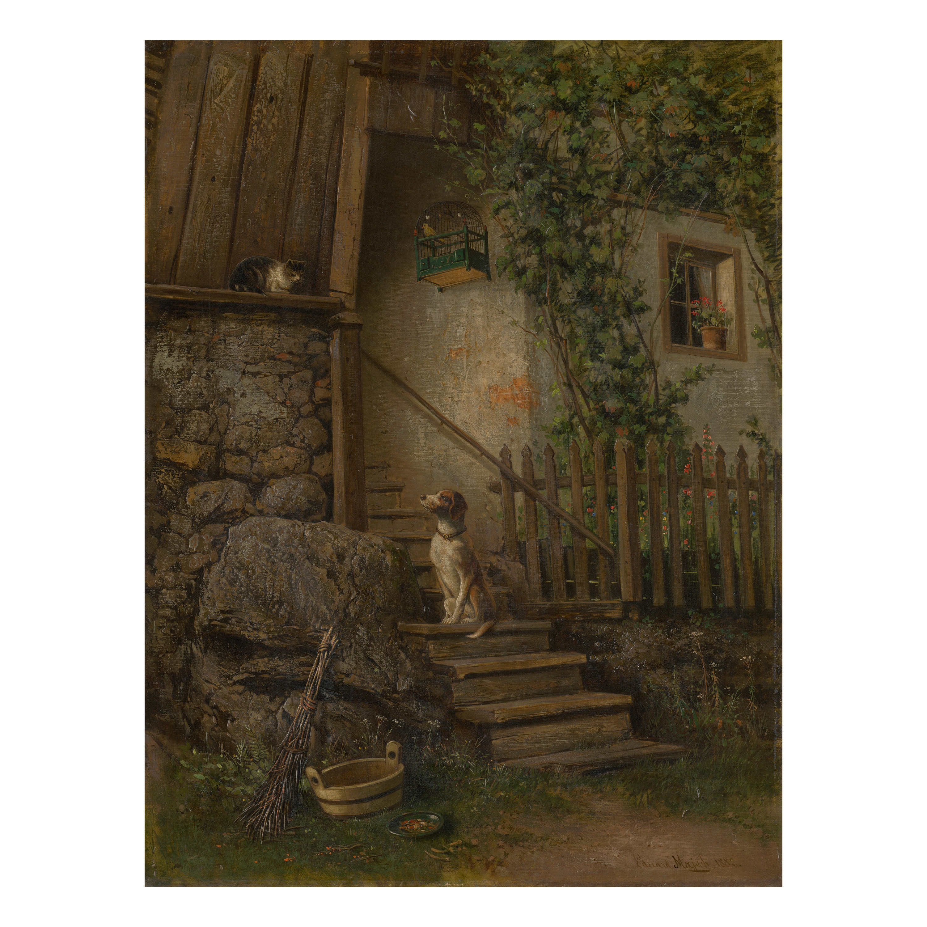 Eduard Majsch, Im Hund und Katze, 1882 Wanddekor, Premium