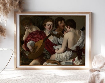 Caravaggio, The Musicians, 1597, Living Room Wall Décor, Office Wall Art, Premium Canvas Paper, Fine Art Paintings Reproductions TOP-401