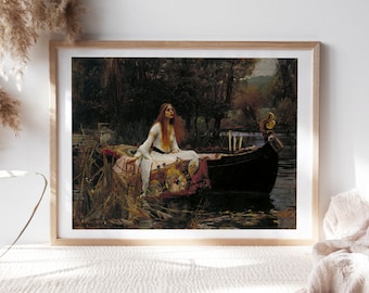 John William Waterhouse, The Lady of Shalott, 1888, Living Room Wall Decor, Premium Canvas Paper, Fine Art Paintings Reproductions TOP-172