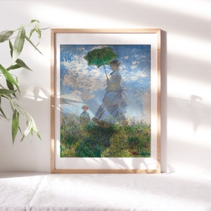 Claude Monet, Woman with a Parasol , 1875, Bathroom Wall Decor, Premium Canvas Paper, Fine Art Paintings Reproductions TOP-181