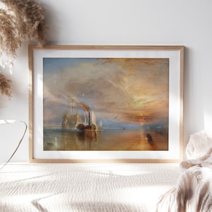 J. M. W. Turner, The Fighting Temeraire, 1839, Decorazione da parete per soggiorno, Carta da parati di qualità, Riproduzioni di dipinti di belle arti TOP-169