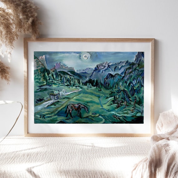 Oskar Kokoschka, Tre Croci-dolomite Landscape, 1913, Living Room