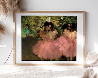 Edgar Degas, Dancers in Pink, 1876, Living Room, Wall Décor, Premium Canvas Paper, Kitchen Wall Art, Fine Art Paintings Reproductions TOP305