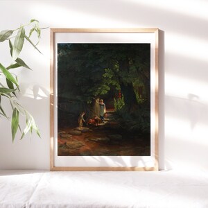 Francis Danby, Children by a Brook, 1822, Nursery Wall Décor, Premium Canvas Paper, Kids Wall Art, Fine Art Paintings Reproductions Nur-285