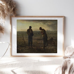 Jean-François Millet, The Angelus, 1859, Living Room Wall Décor, Premium Canvas Paper Prints, Realism Paintings Reproductions TOP-365