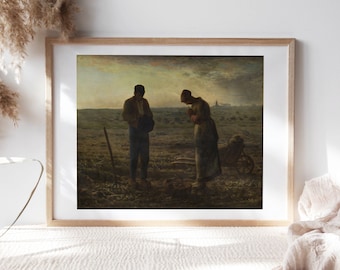 Jean-François Millet, The Angelus, 1859, Living Room Wall Décor, Premium Canvas Paper Prints, Realism Paintings Reproductions TOP-365
