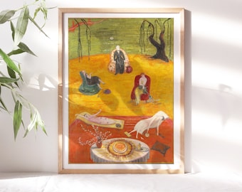 Florine Stettheimer, Heat 1919, Fine Art Poster, Moody Wall Décor, Famous Paintings, Digital Prints, Canvas Art Posters Reproduction Clr315