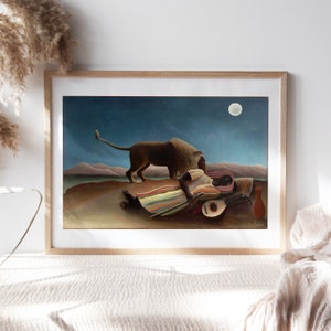 Henri Rousseau, El gitano durmiente, 1897, Decoración de pared famosa, Papel de lienzo vintage, Reproducciones de pinturas de bellas artes TOP-143
