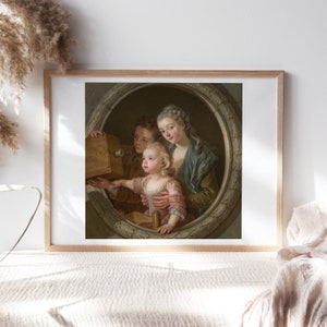 Charles Van Loo, The Camera Obscura, 1764, Nursery Wall Décor, Canvas Paper, Kids Wall Art,  Fine Art Paintings Reproductions Nur-198