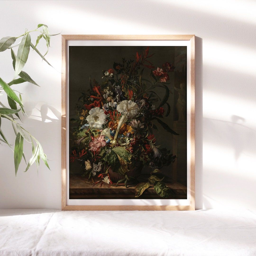 Rachel Ruysch, Still Life of Exotic Flowers on a Marble Ledge, 1735 ...