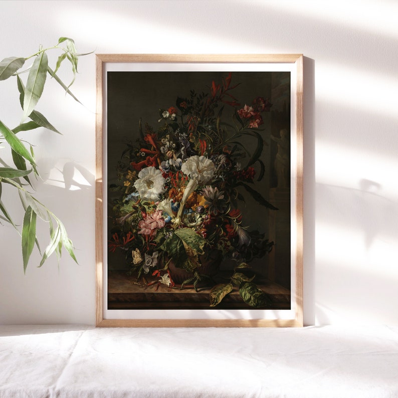 Rachel Ruysch, Still Life of Exotic Flowers on a Marble Ledge, 1735 ...