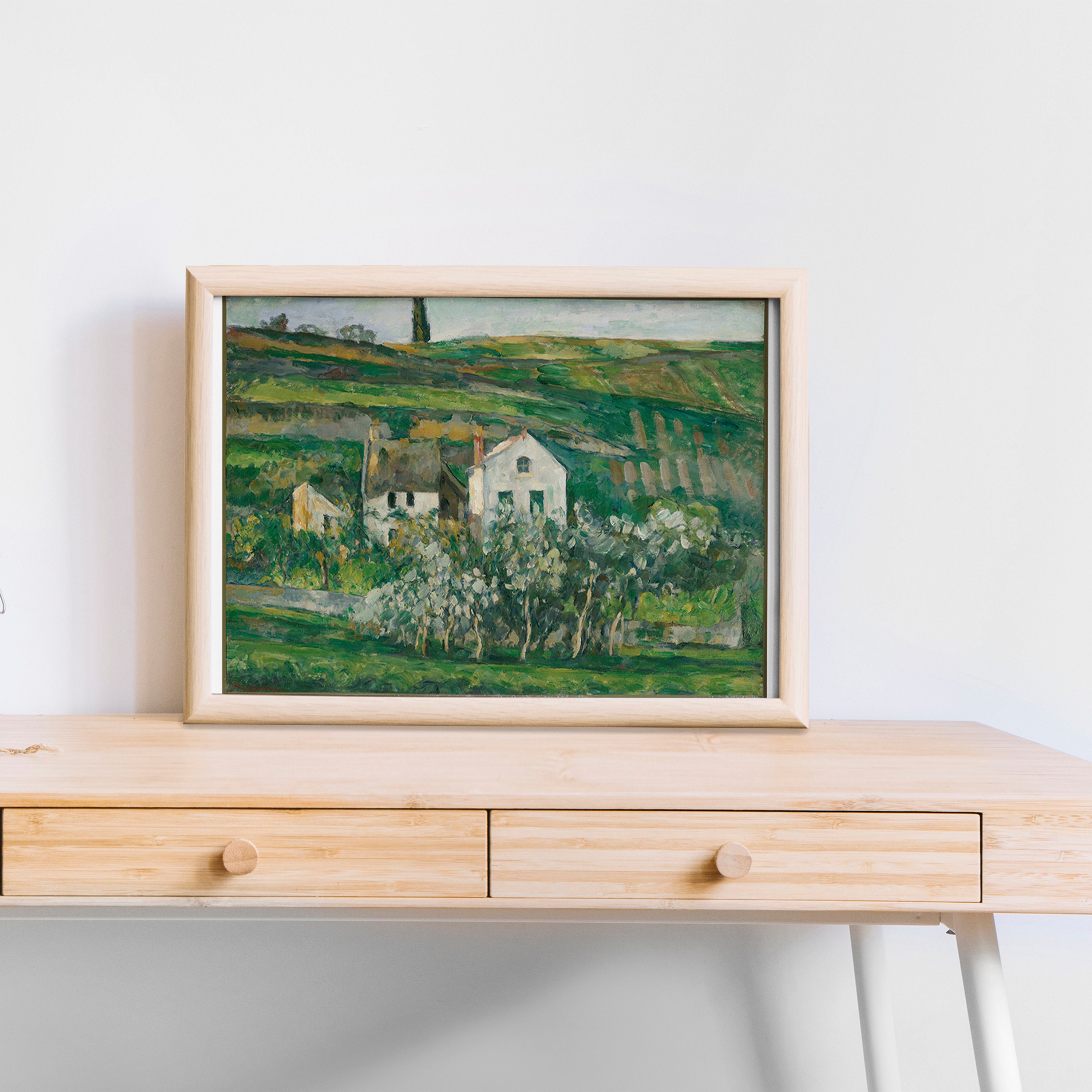 Paul Cezanne, Small Houses in Pontoise, 1874, Kitchen Wall Décor, Moody Office Wall Art Wall Art