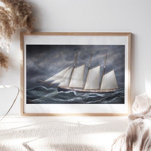 Solon Francis Montecello, Schooner E.H. Cornell, 1900, Poster d'arte, Decorazione da parete Moody, Pittura, Stampa digitale, Riproduzioni d'arte Clr-164